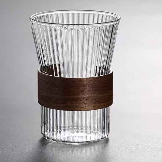 BONGBADA Textured Glass Tumbler with Wooden Band