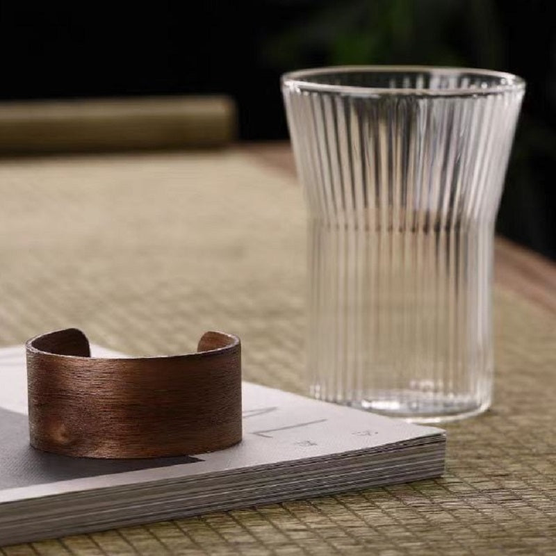 BONGBADA Textured Glass Tumbler with Wooden Band