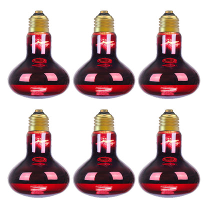 R95 infrared reptile heat lamp bulbs for lizards and chicks (6-pack)